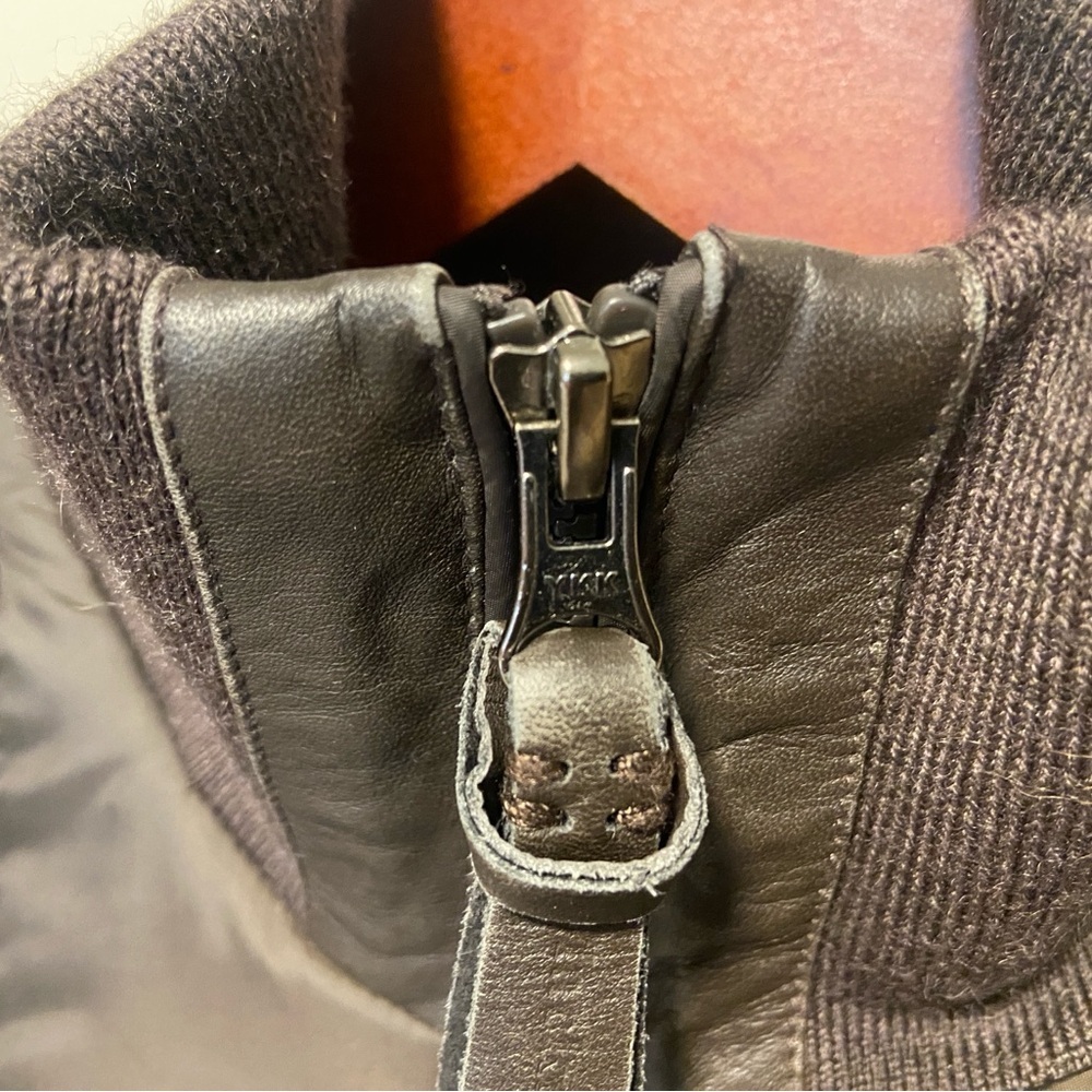 Mackage Black Down Parka Fur Hood Leather Trim - Picture 10 of 11